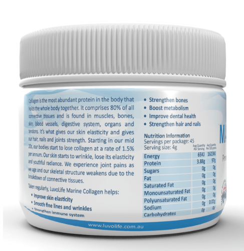 LuvoLife Marine Collagen Peptides Anti-ageing collagen Anti-ageing supplement Marine Collagen powder Hydrolysed Collagen Hydrolysed marine collagen Type 1 collagen Collagen for skin, hair, nails & bones